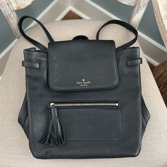 Kate Spade Black Leather Women’s Backpack, Excellent Condition, Free Shipping - Picture 1 of 4